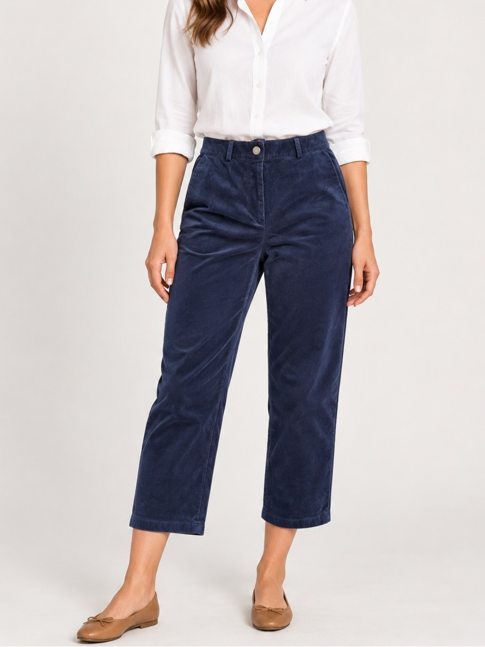 Brooks Brothers Corduroy Wide Leg Cropped Pants Size 8 Navy Cotton Preppy Casual